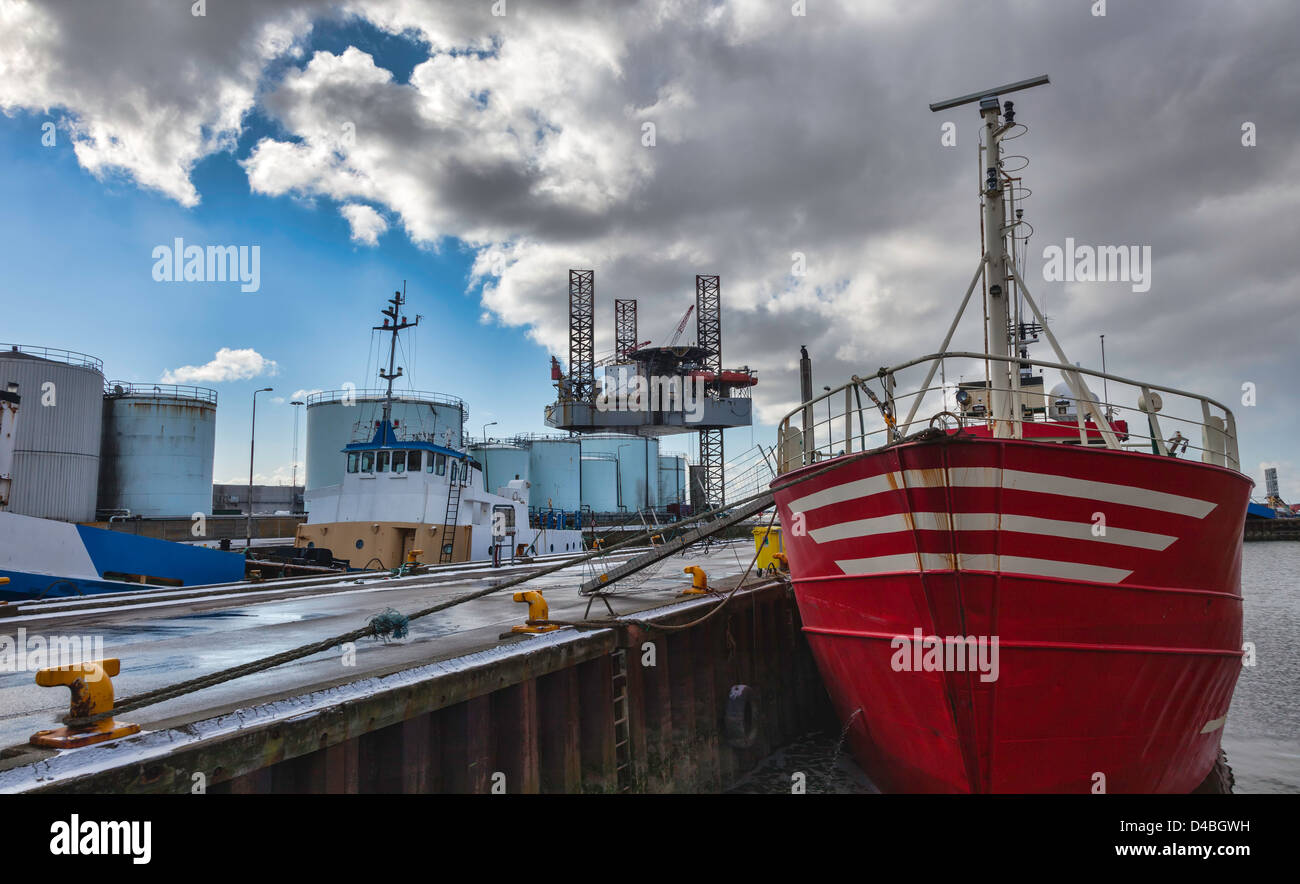 Offshore drilling rig in Esbjerg harbor, Denmark Stock Photo