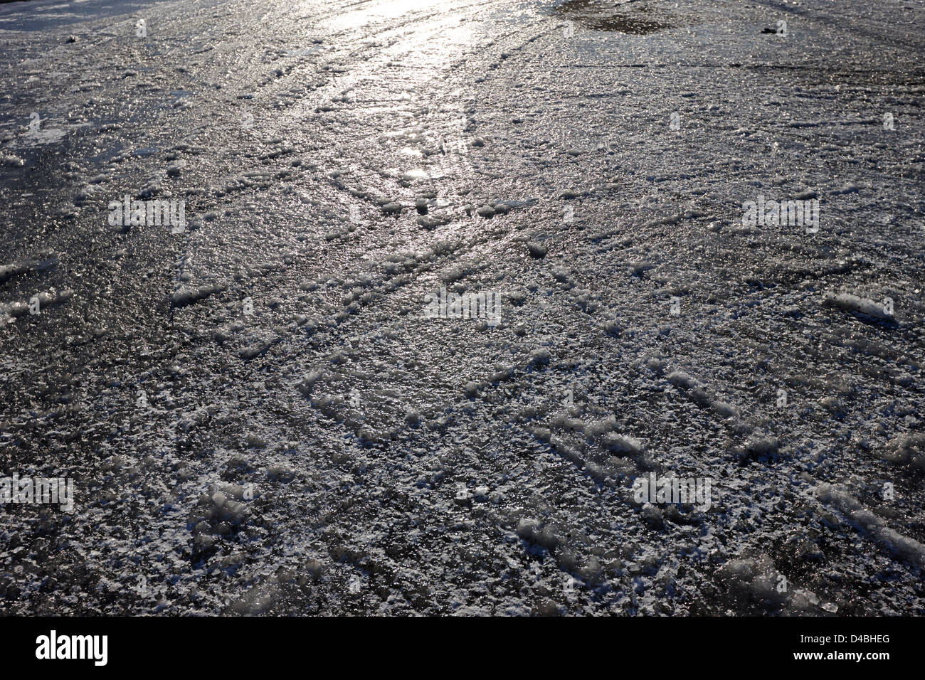 road frozen covered in thick ice Tromso troms Norway europe Stock Photo