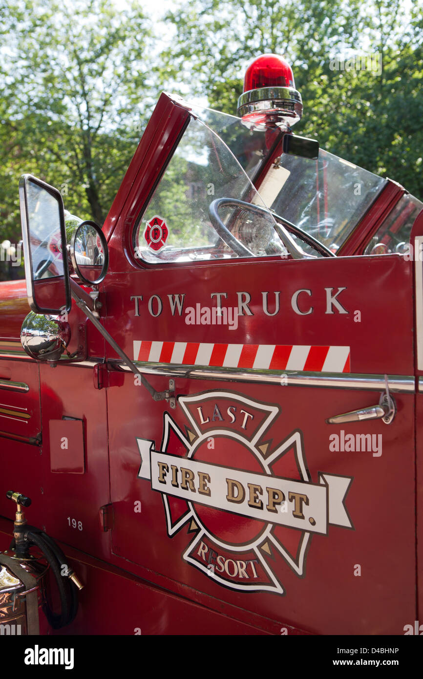 A detail shoot of an old historic fire truck, Seattle, USA Stock Photo