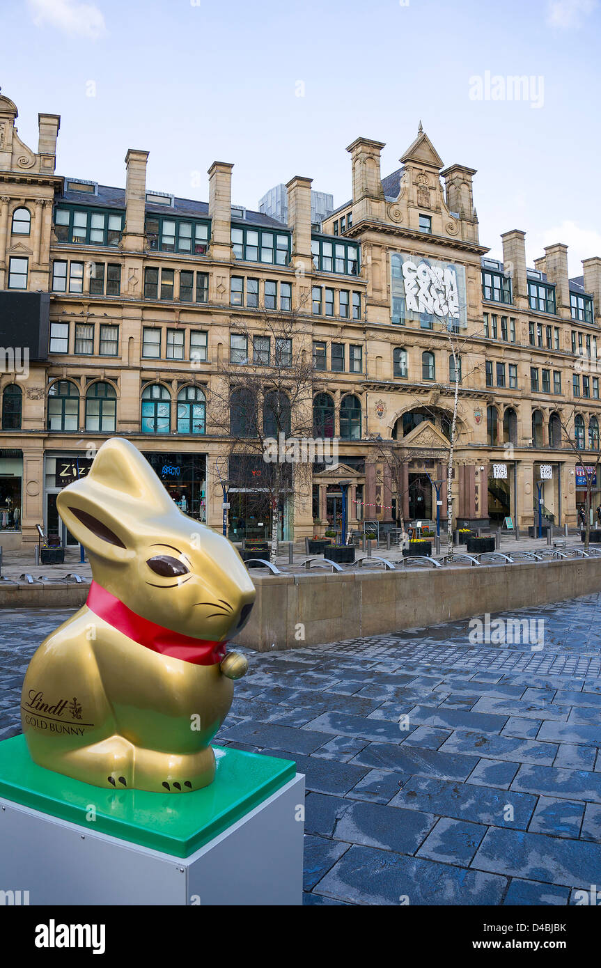 Lindt Chocolate bunny outside the corn exchange manchester uk Stock Photo
