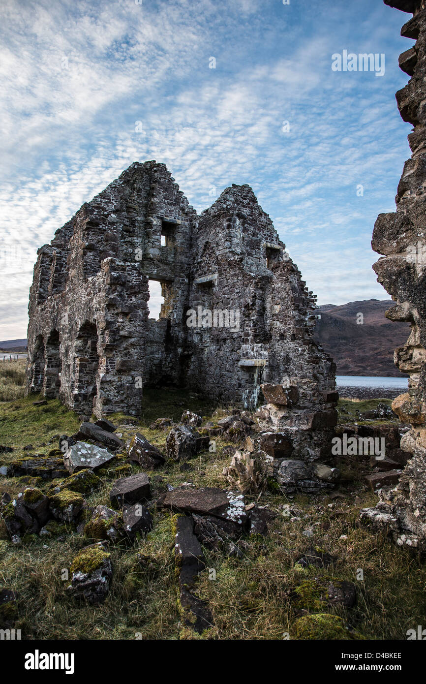 Calda House Ruins in Assynt,Sutherland,Scottish Highlands Stock Photo