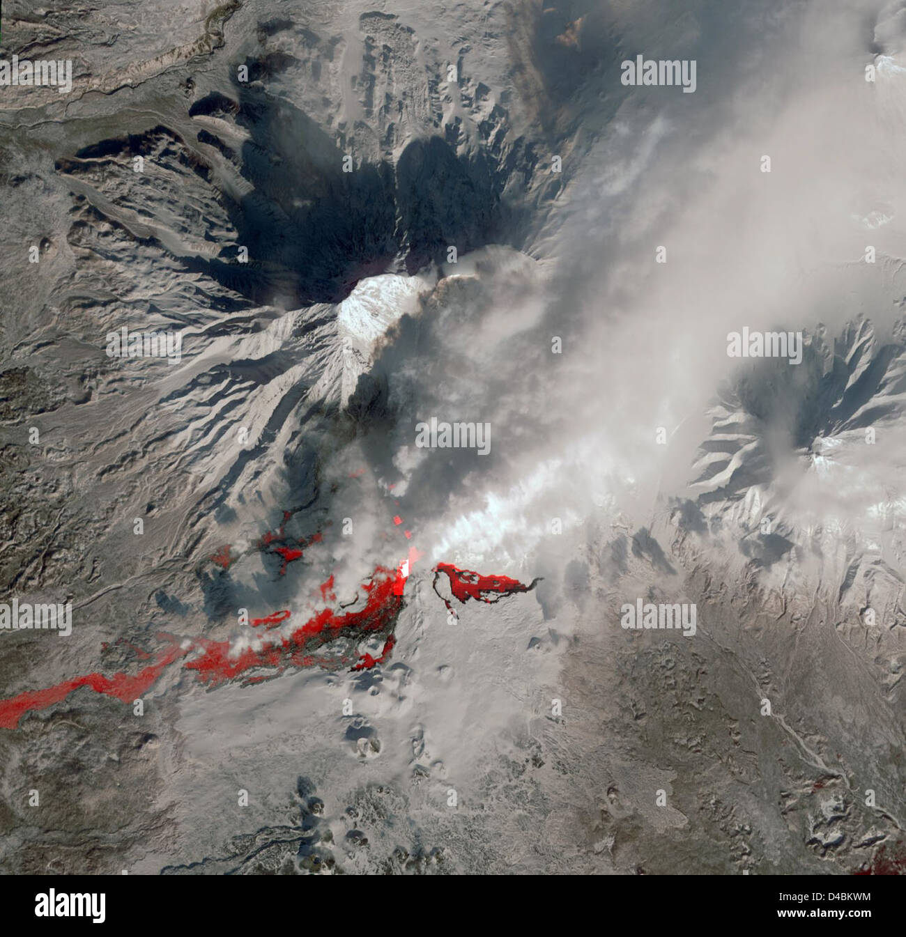 NASA Satellite Captures New Russian Volcanic Eruption Stock Photo Alamy