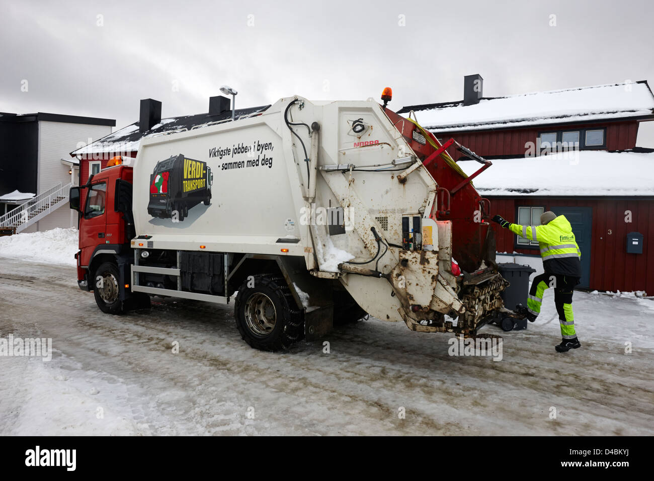 refuse collection during winter Honningsvag finnmark norway europe Stock Photo