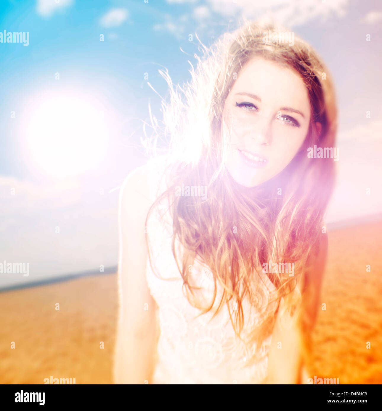 A White European Female Age 20 25 Photographed On A Beach In An