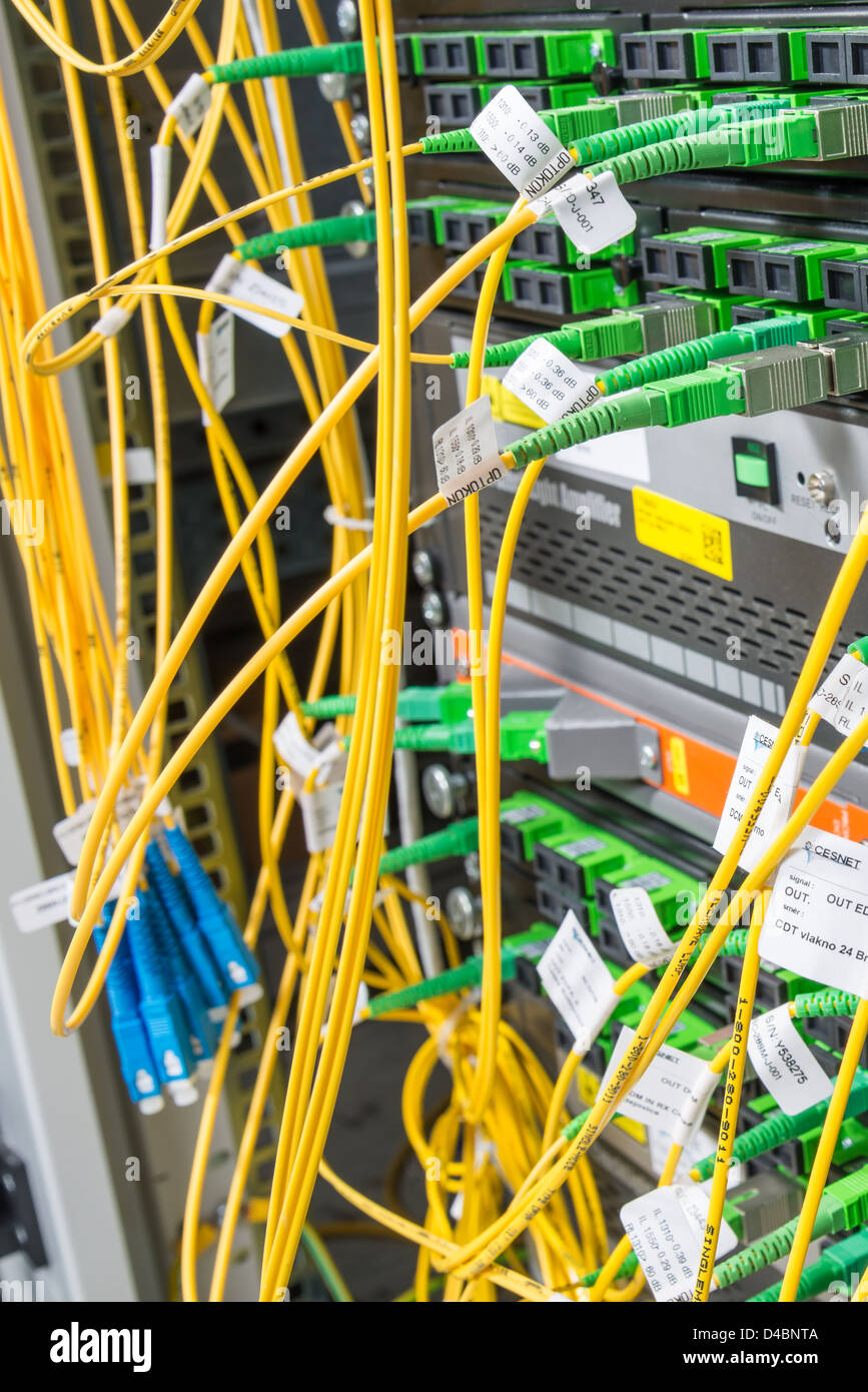 server with fiber optic cables in data center Stock Photo - Alamy