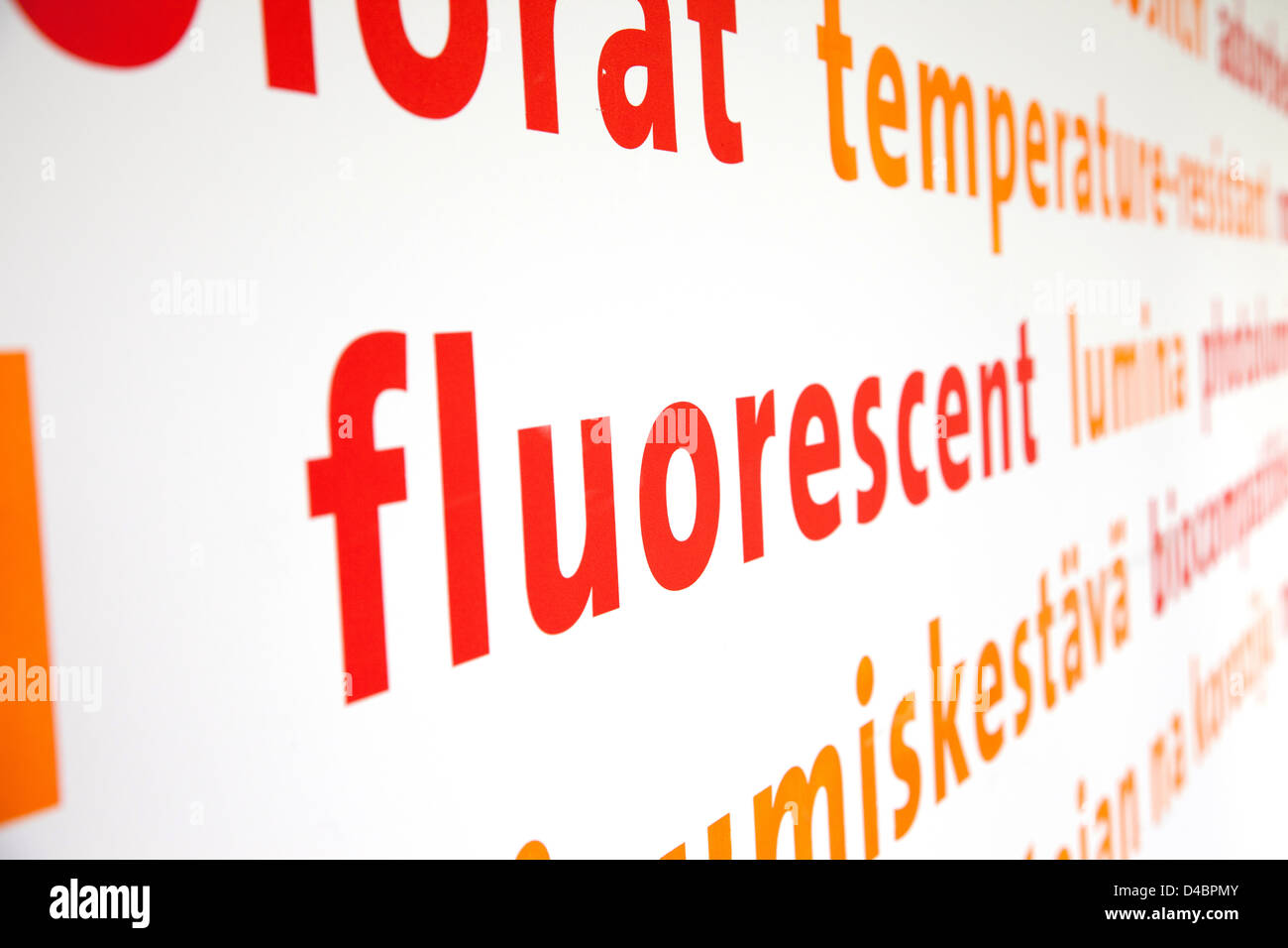 Zurich, Switzerland fluorescent, English word for fluorescent Stock
