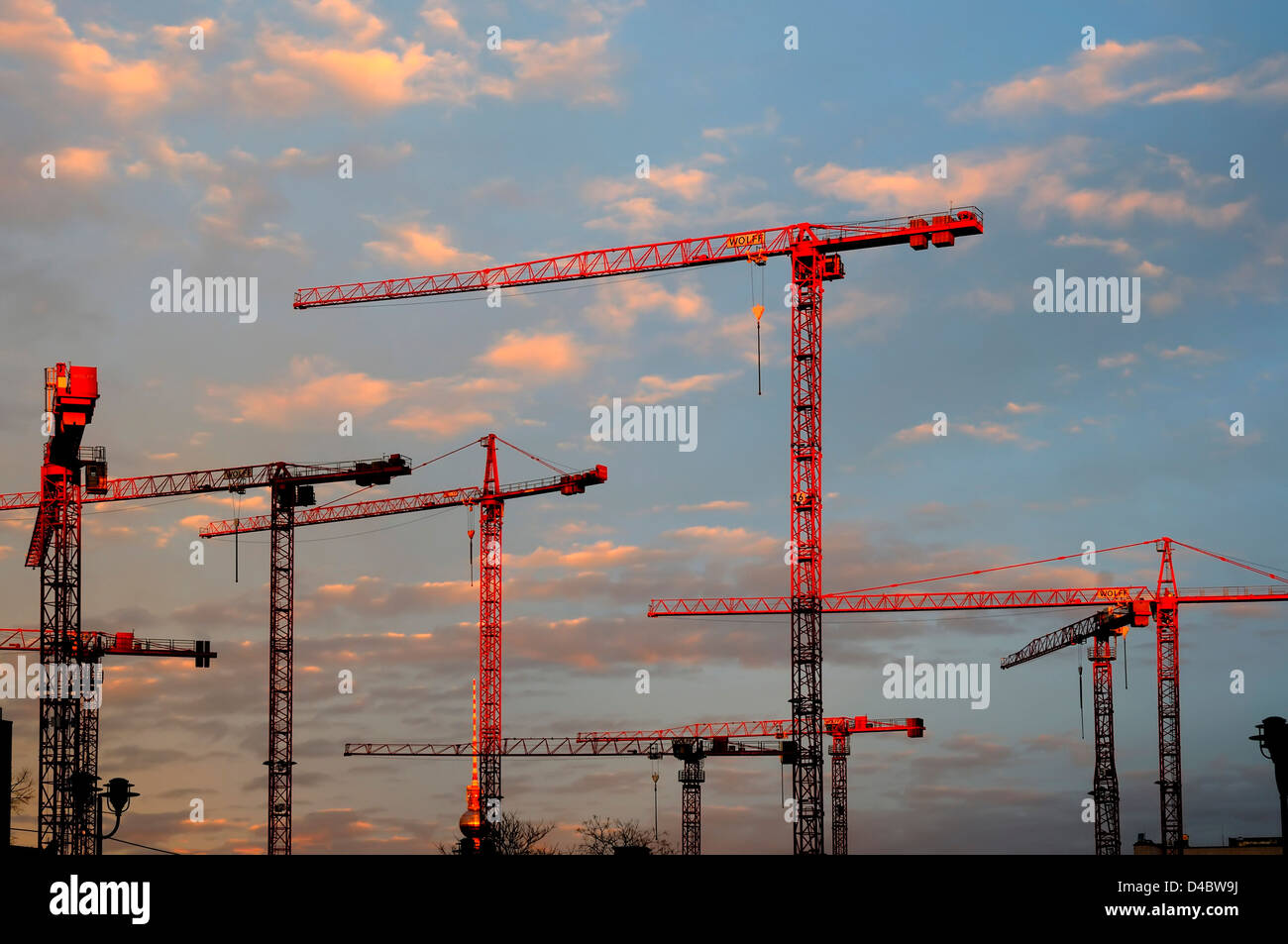 Construction cranes Stock Photo