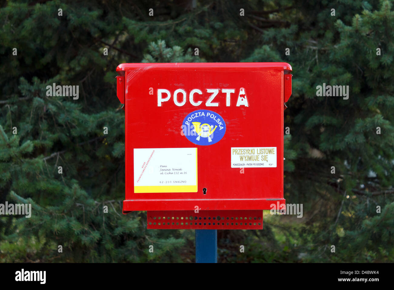 Kolobrzeg, Poland, a red letter box of the Polish Post Stock Photo