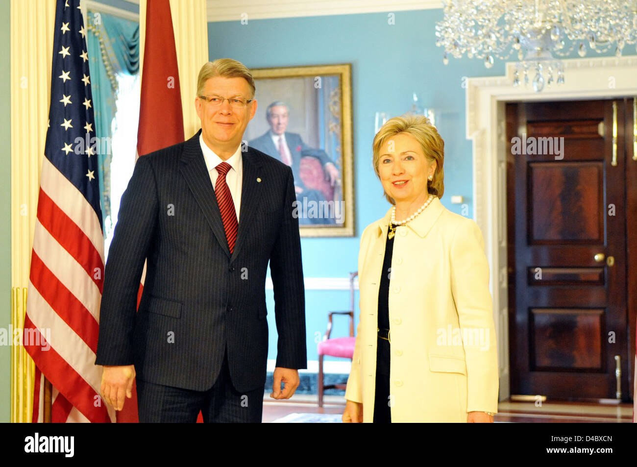 Secretary Clinton Meets With Latvian President Stock Photo