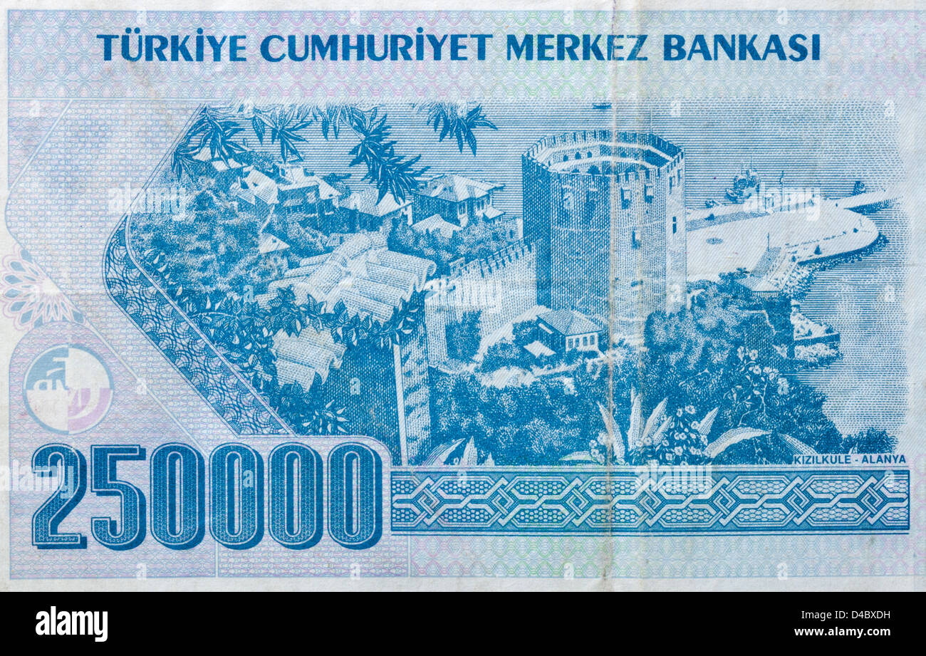 old money of Turkey with Alanya fortress macro Stock Photo