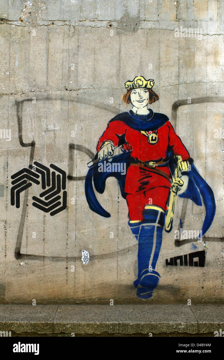 Berlin, Germany, graffiti on bunker Stock Photo