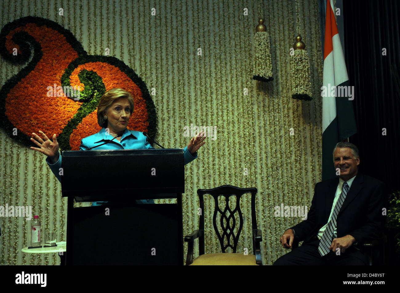 Secretary Clinton Addresses Mumbai Consulate Staff Stock Photo