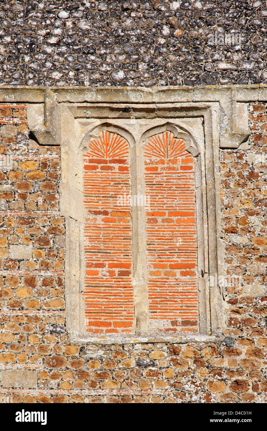 A bricked up double window in St Osyth Priory, Essex Stock Photo