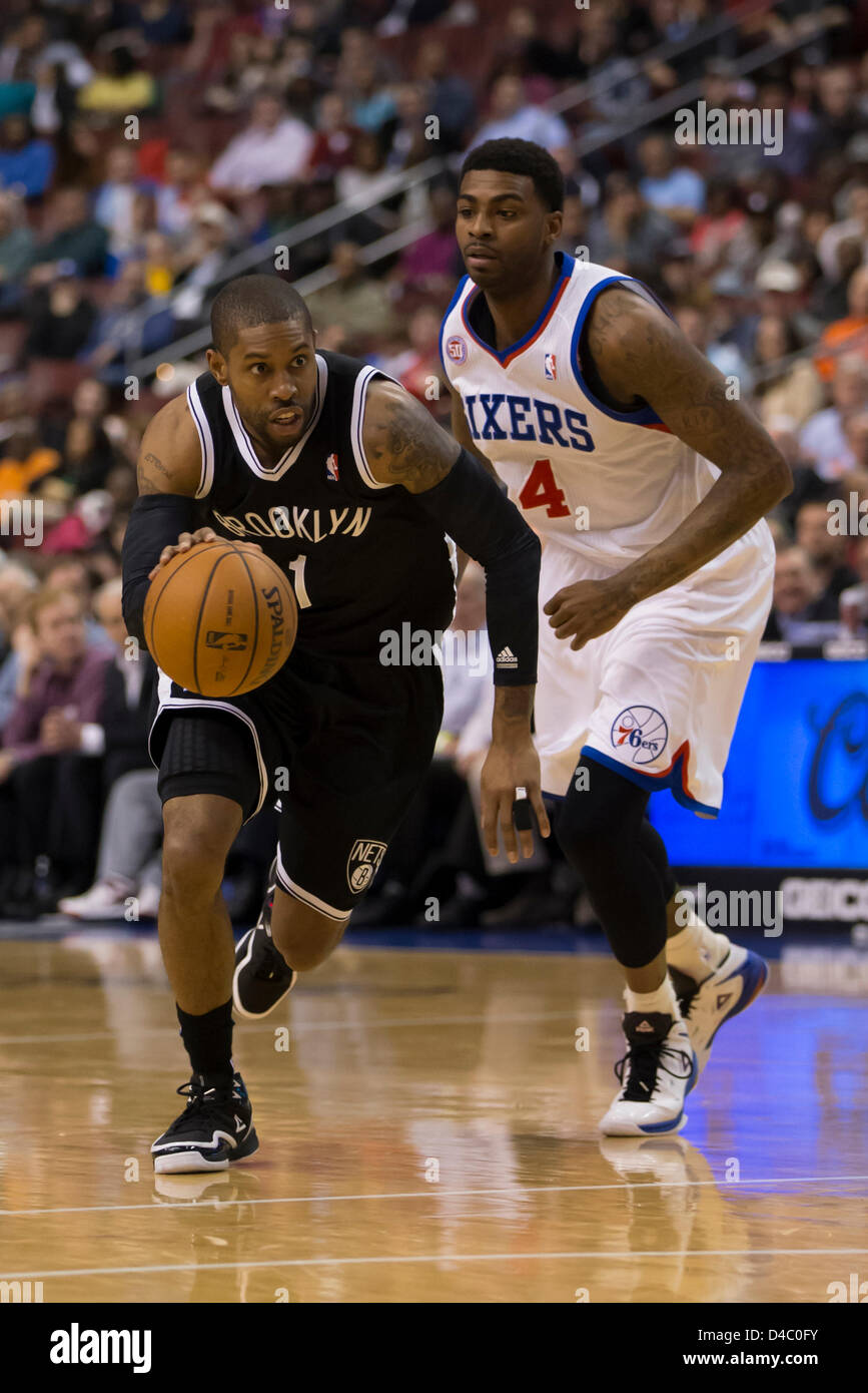 Philadelphia, USA. 11th March 2013. Brooklyn Nets point guard C.J