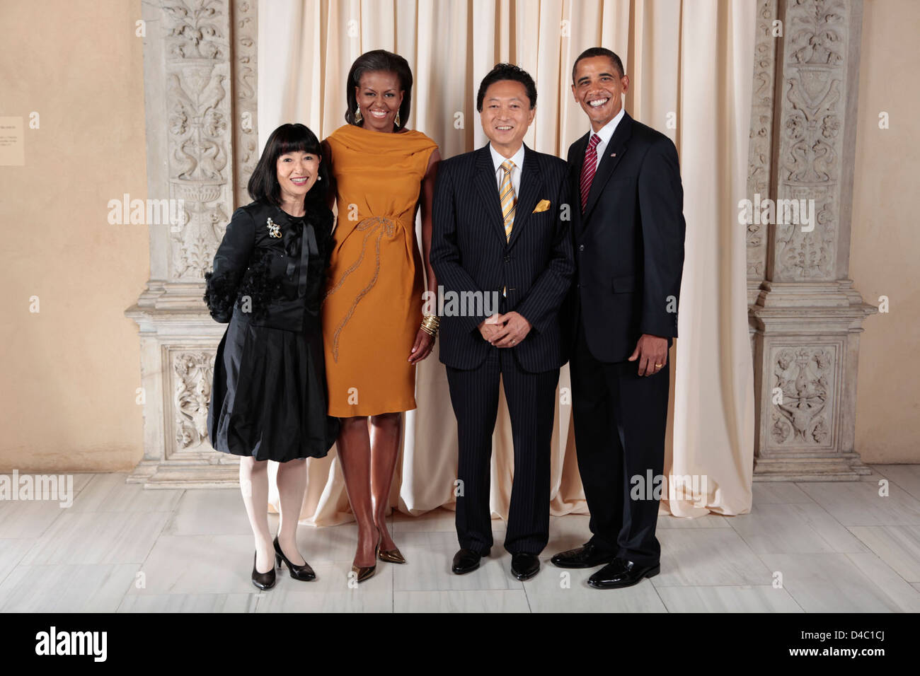 U.S. President Barack Obama and First Lady Michelle Obama With World Leaders at the Metropolitan Museum in New York Stock Photo