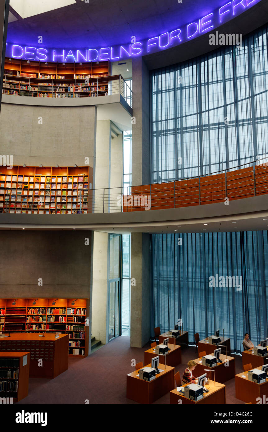 Inside the library of Paul Lobe Haus, an office building of the German Parliament Stock Photo