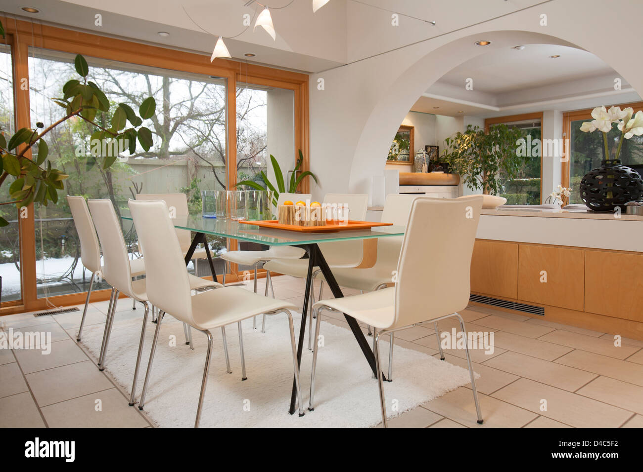 Upscale dining room in a designer house Stock Photo Alamy
