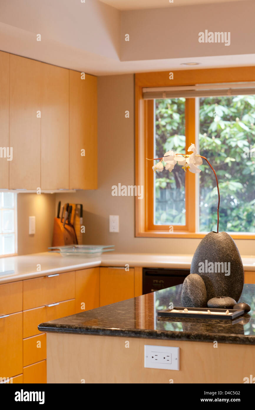 An upscale kitchen which has been home staged. Stock Photo