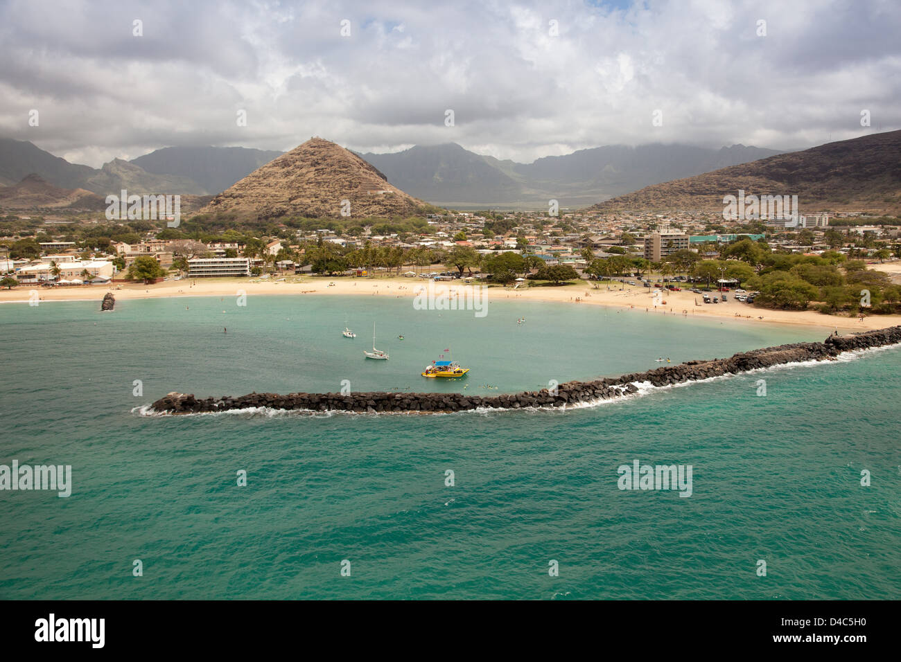 Aerial view of Pokai Bay, Waianae, Oahu, Hawaii Stock Photo Alamy