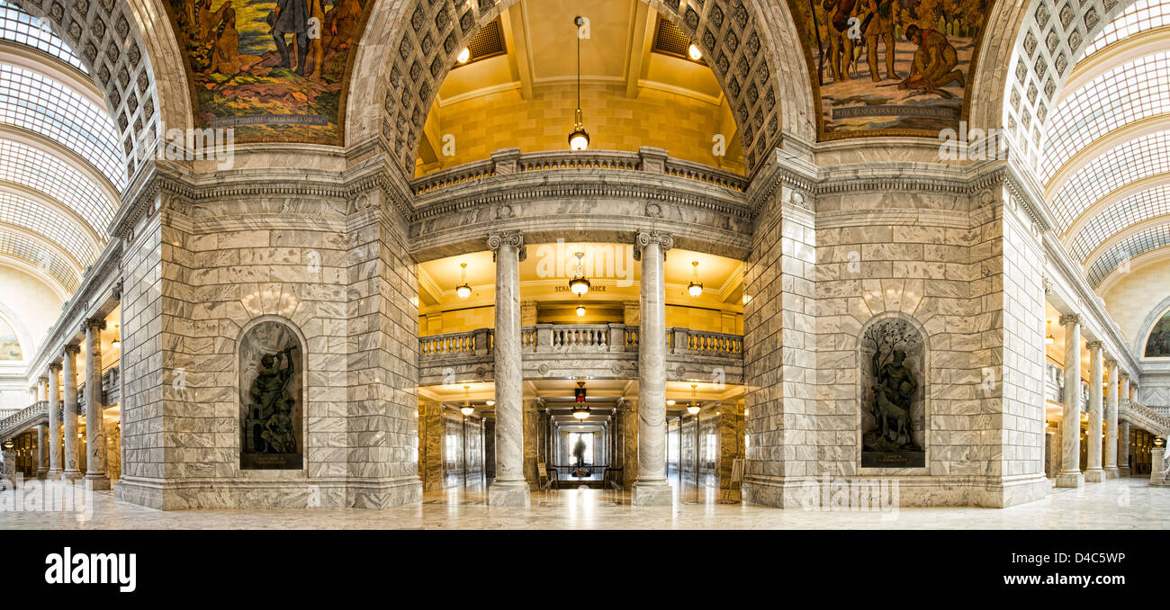 Utah State Capital building inside rotunda Panorama Stock Photo