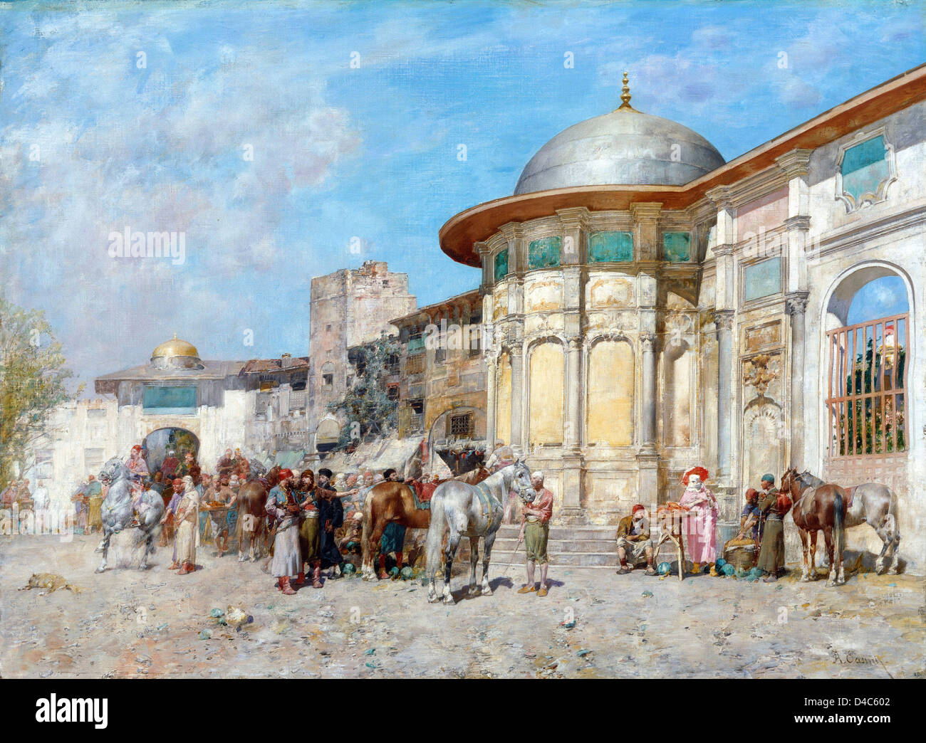 Alberto Pasini, Horse market, Syria 1826-1899 Oil on canvas. Art Gallery of New South Wales, The Domain, Sydney Stock Photo