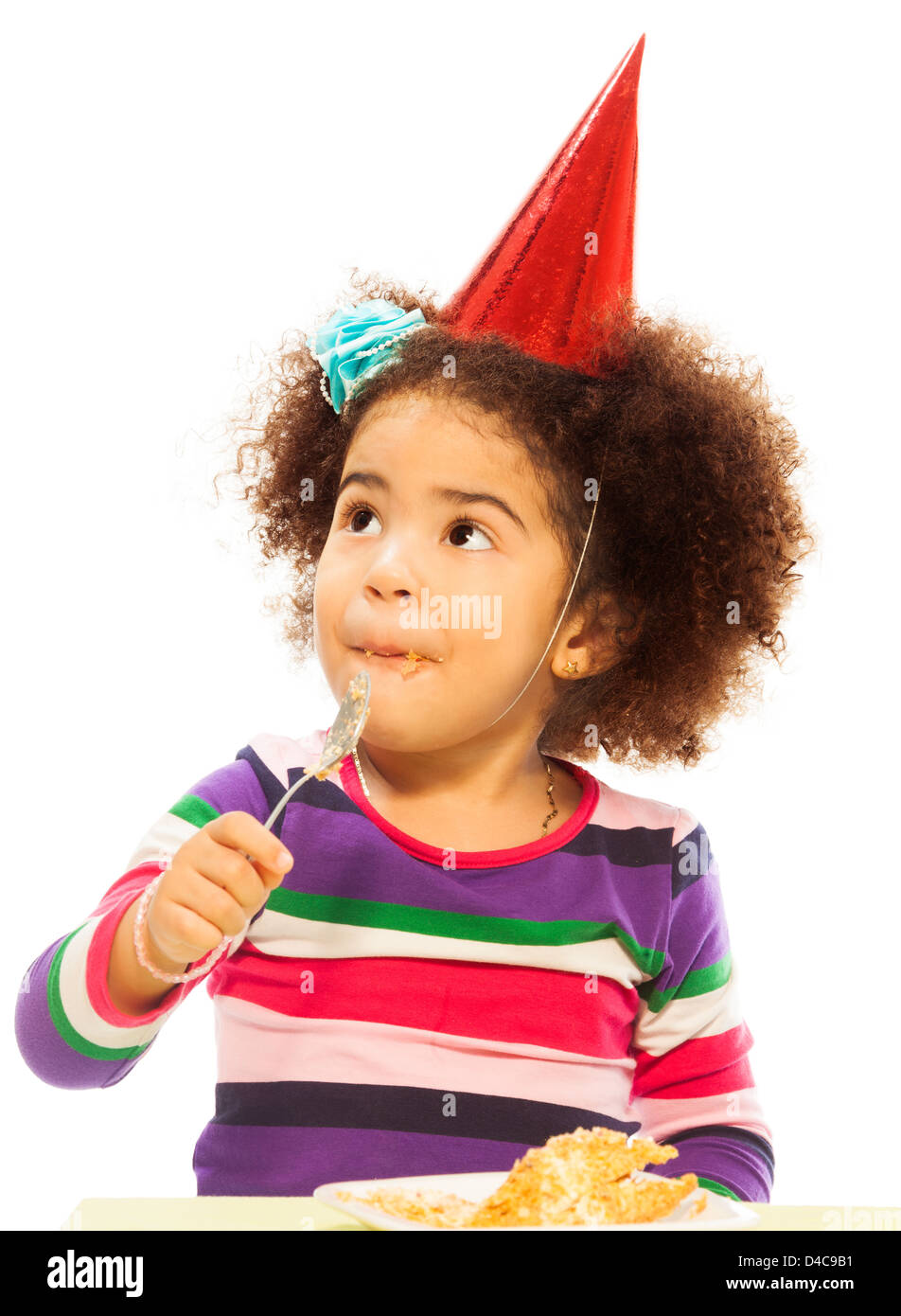 Cute Little Black Three Years Old Girl With Fuzzy Hair And Party