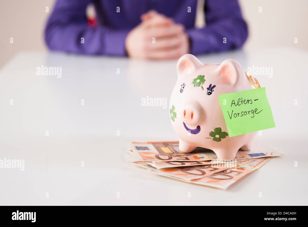 Piggy bank for pension plan Stock Photo