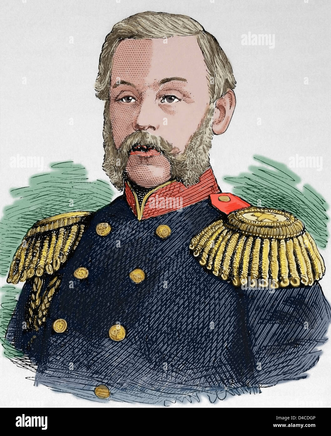 Dmitry Milyutin (1816-1912). Russian Field Marshal and Minister of War. Engraving in Spanish and American Illustration, 1877. Stock Photo
