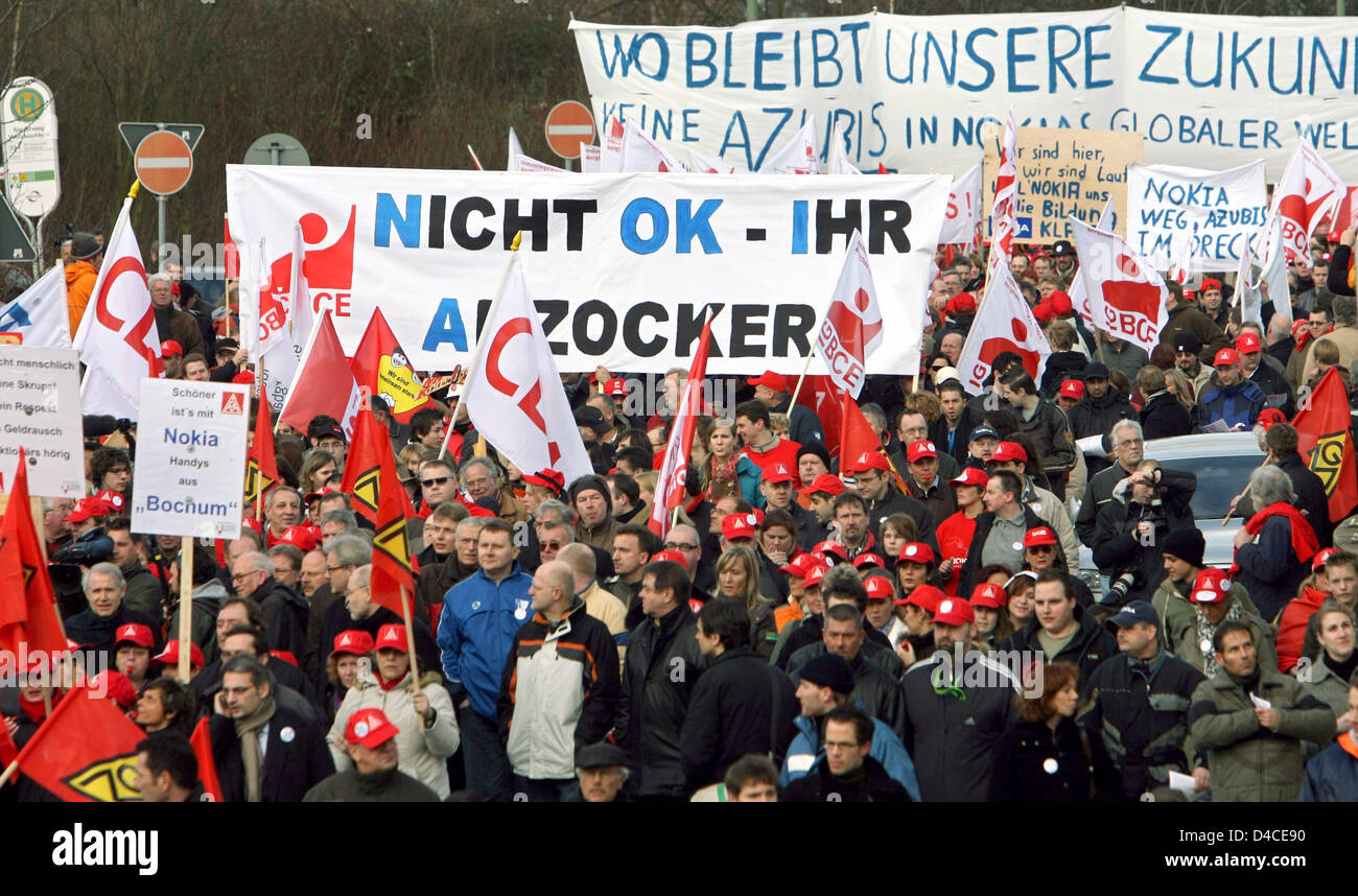 Employees Of Nokia Protest With A Banners In Bochum Germany 22