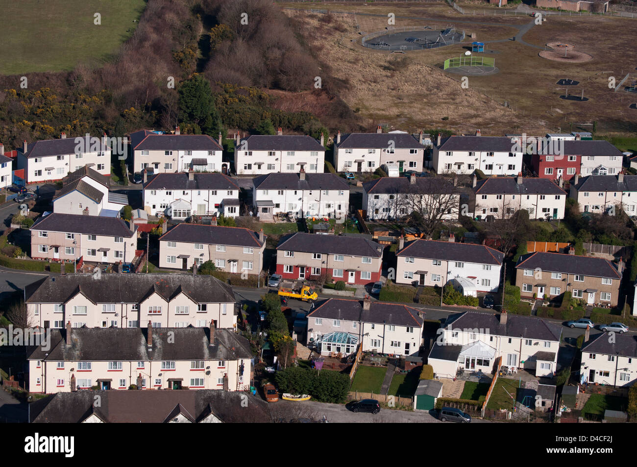 Conwy Morfa Local Authority Council houses photographed from Conwy