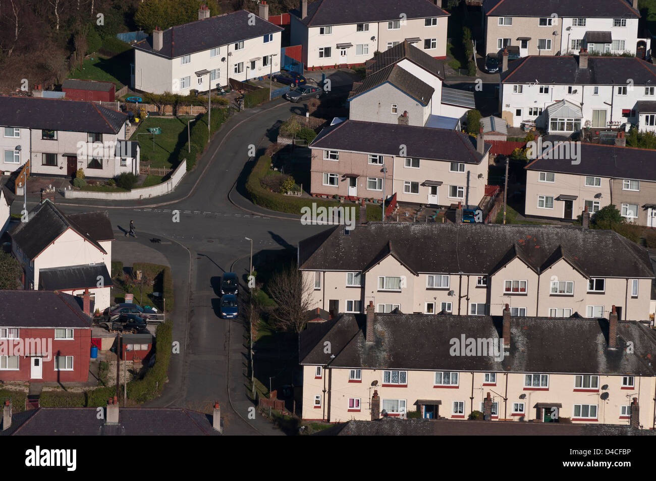 Conwy Morfa Local Authority Council houses photographed from Conwy