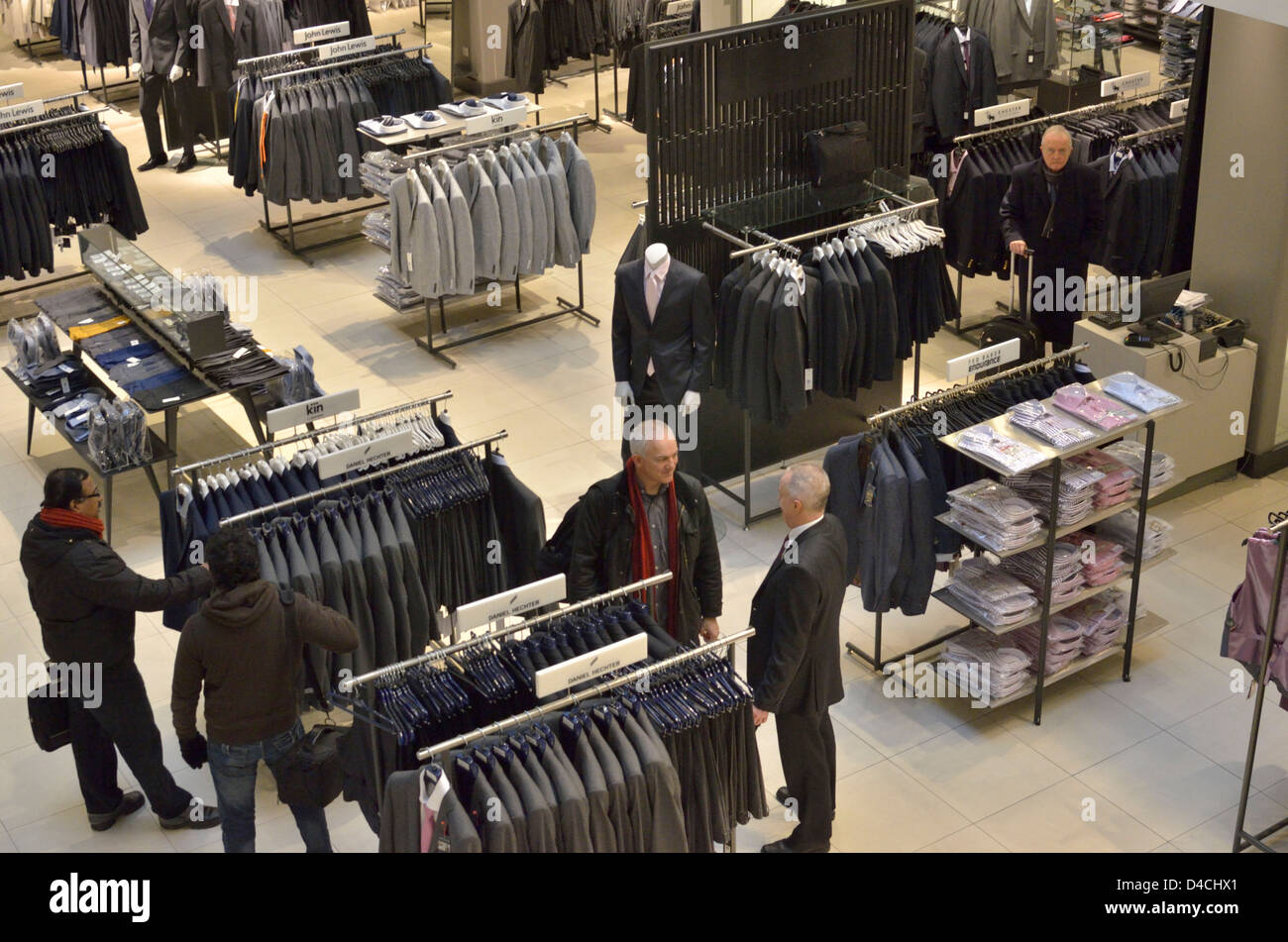 Men's clothing section in a Selfridges department store, Oxford Street, London, UK. Stock Photo