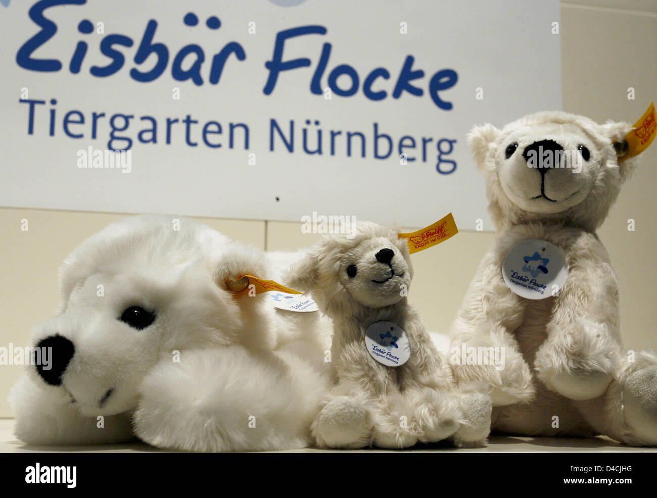 Stuffed toys producer Steiff presents the officially licensed stuffed toy  of Nuremberg zoo's polar bear cub 'Flocke' at the International Toy Fair  Nuremberg, Germany, 07 February 2008. A total of 2,700 exhibitors