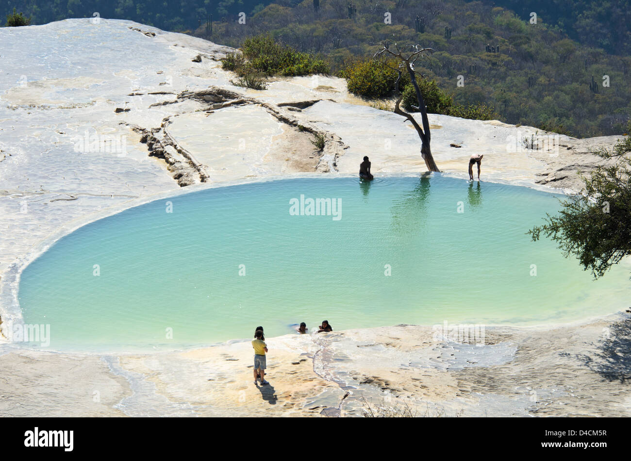 One of the pools at Hierve el Agua mineral springs, Oaxaca, Mexico. Stock Photo