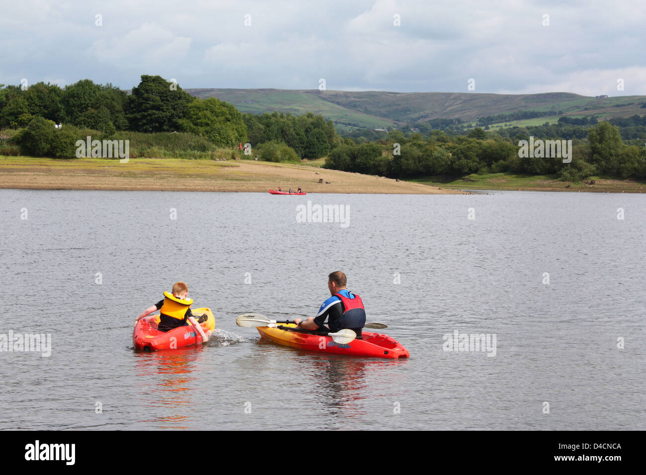 Boating in a lake in Peak District, UK Stock Photo