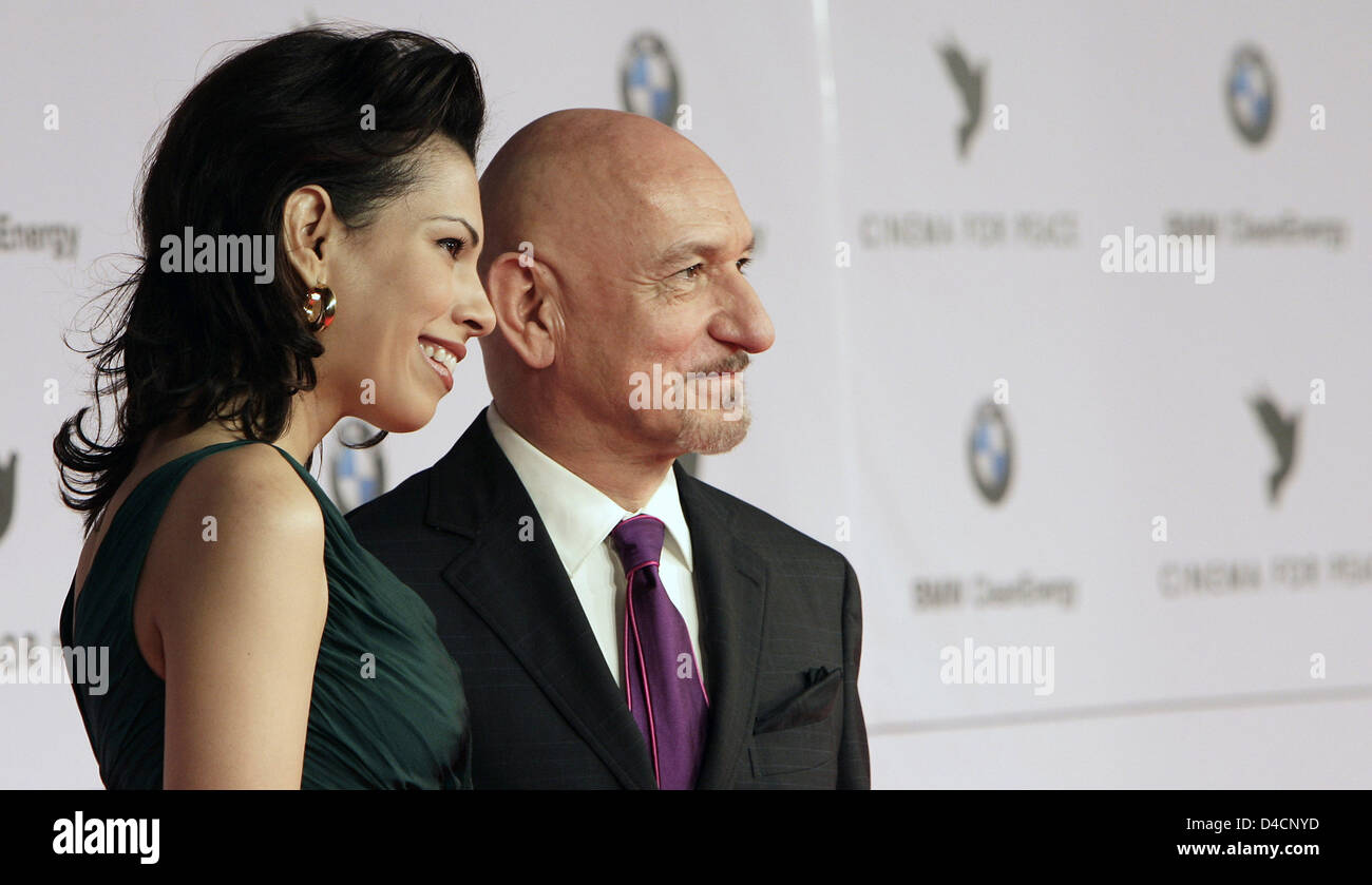 British actor Ben Kingsley (R) and his wife Daniela arrive for the