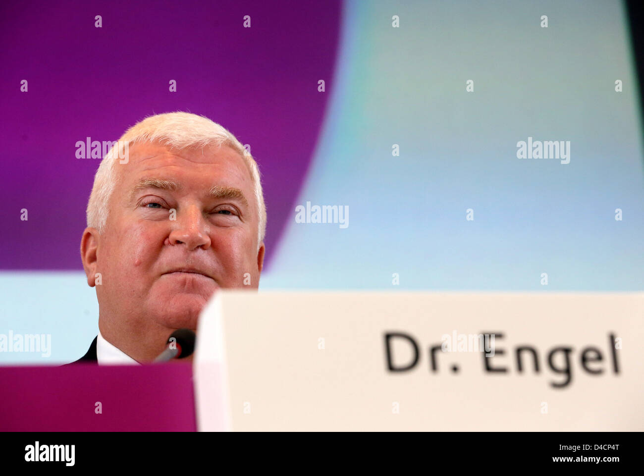 Evonik Industries chairman Klaus Engel attends the company's financial