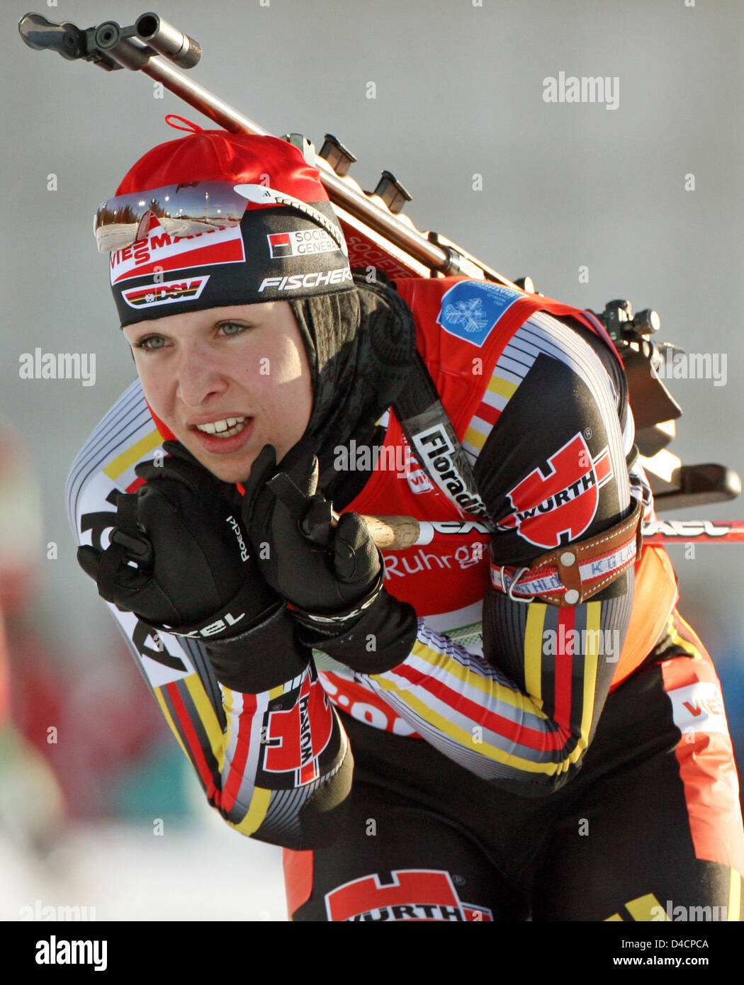 German biathlete Magdalena Neuner is pictured during the mixed relay of ...