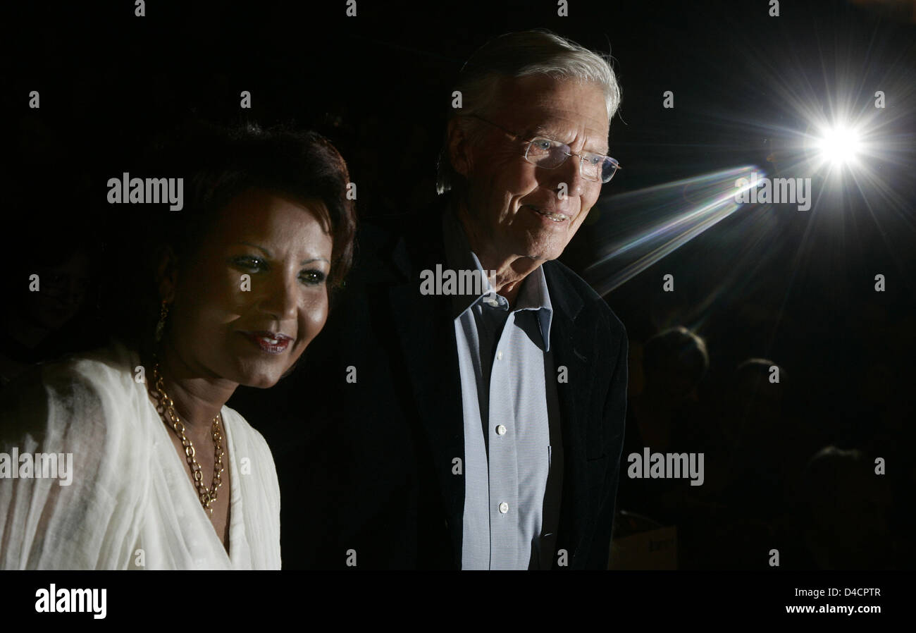 Austrian actor Karlheinz Boehm and his wife Almaz arrive at the Berlinale Camera award ceremony at the 58th Berlin International Film Festival in Berlin, Germany, 13 February 2008. The Berlinale Camera is presented to film personalities or institutions to which the Berlinale feels indebted or wishes to express thanks. Photo: Arno Burgi Stock Photo