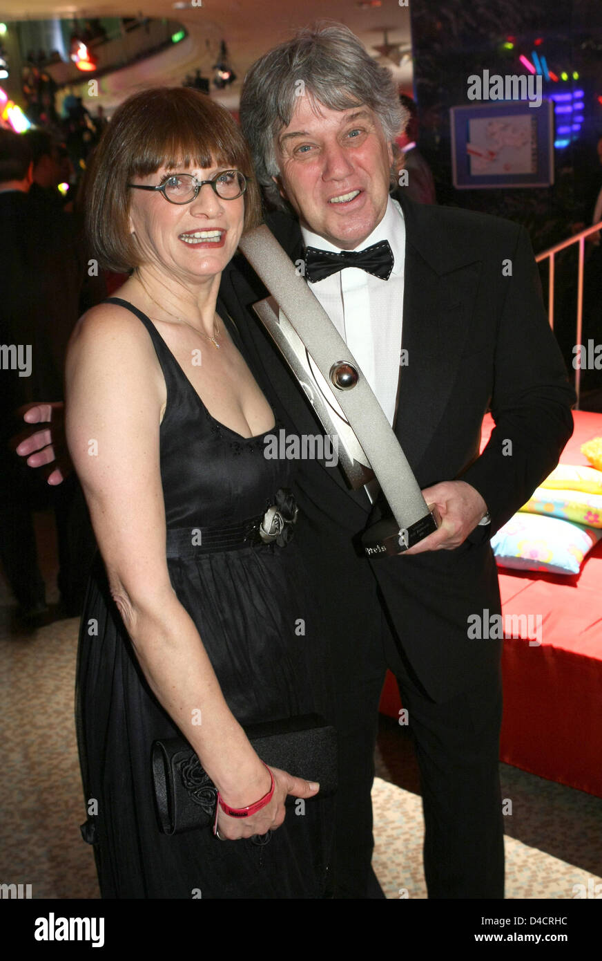 German children's songwriter Rolf Zuckowski (R) and his wife Monika smile  with his ECHO 'Lifetime Achivement' after the award ceremony of the 17th  Echo Award in Berlin, Germany, 15 February 2008. Zuckowski