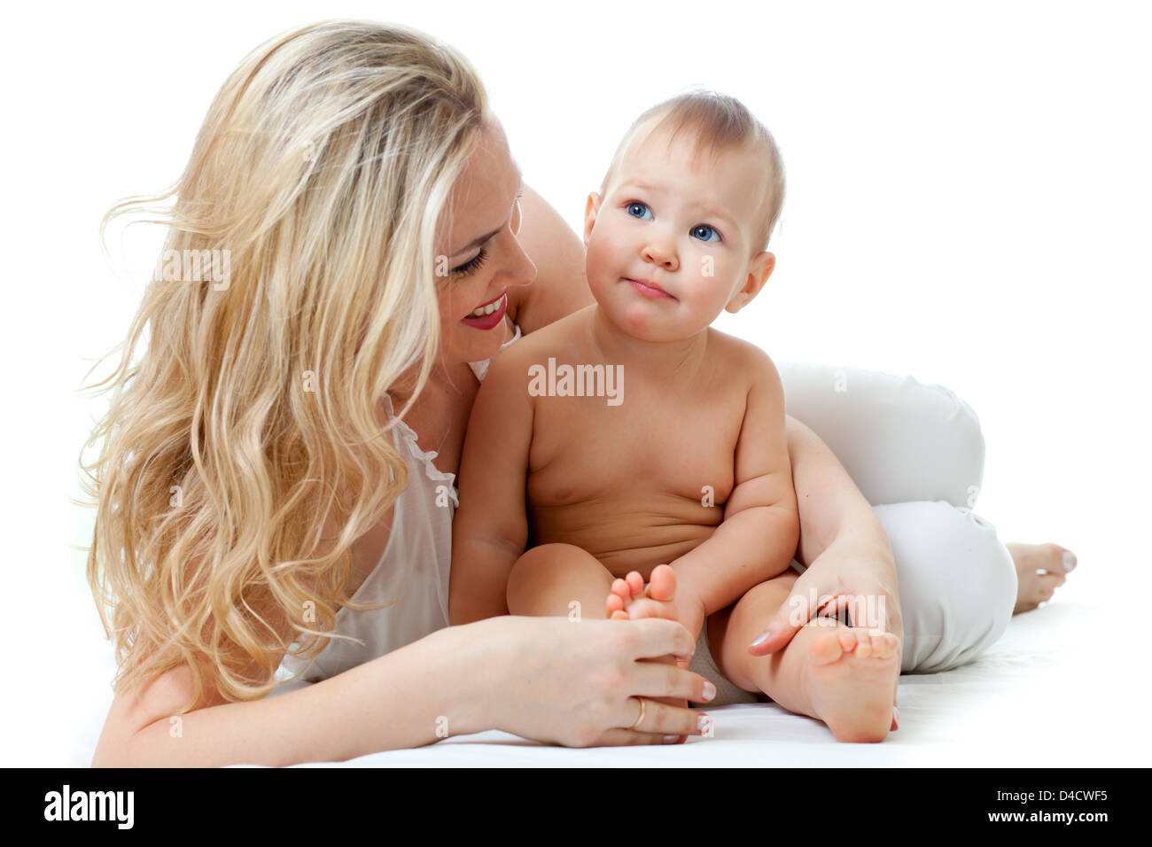 Loving mother embraces her child Stock Photo