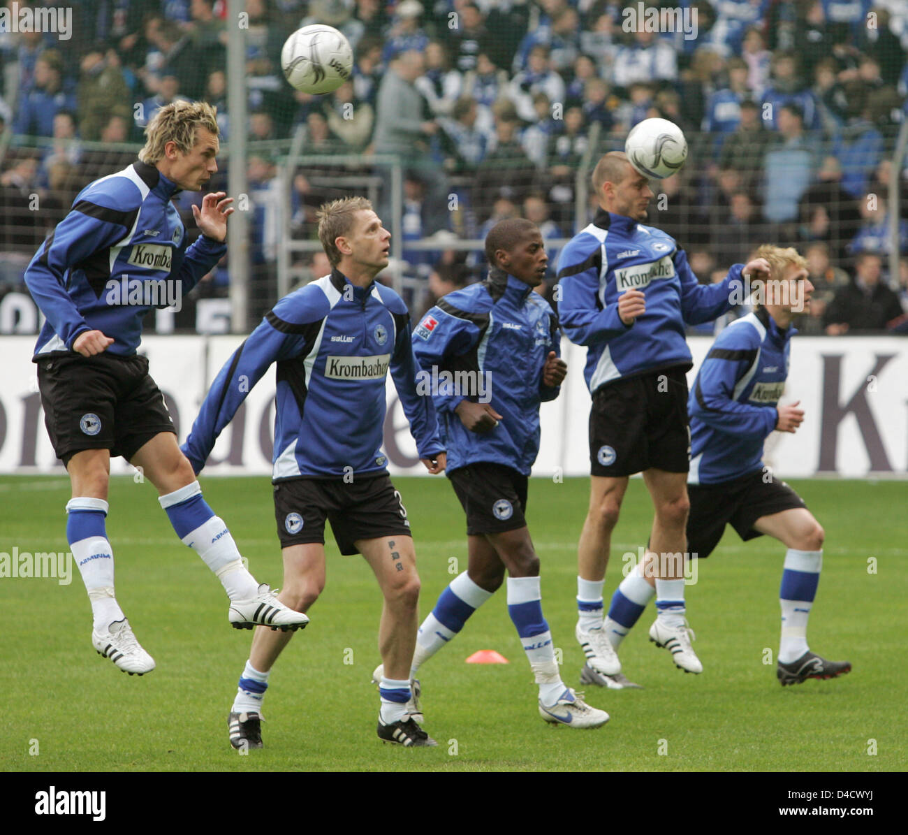 (L-R) Bielefeld's Jonas Kamper, Radim Kucera, Sibusiso Zuma, Joerg 