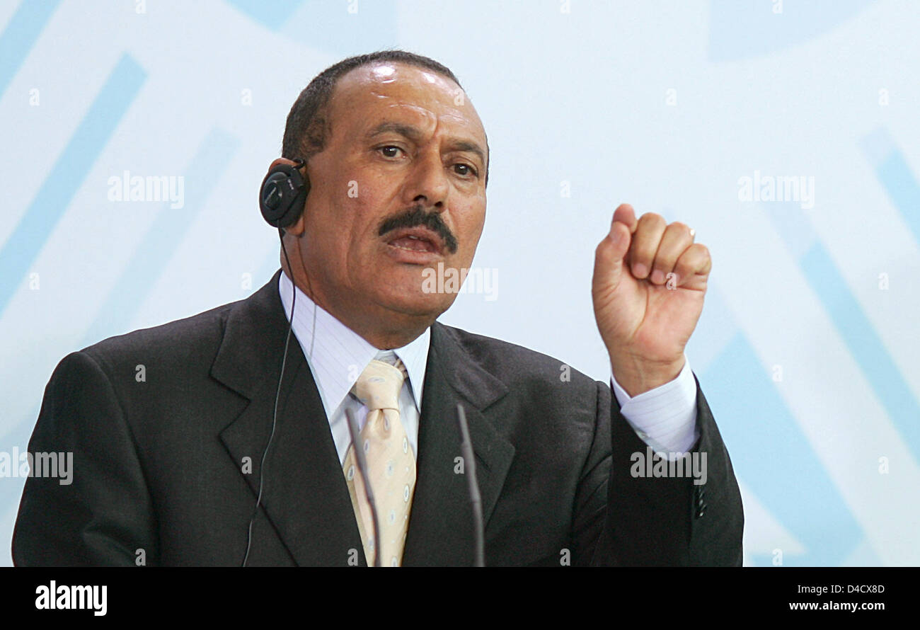 Yemeni President Ali Abdallah Saleh pictured during a press conference in Berlin, Germany, 27 February 2008. Photo: Gero Breloer Stock Photo