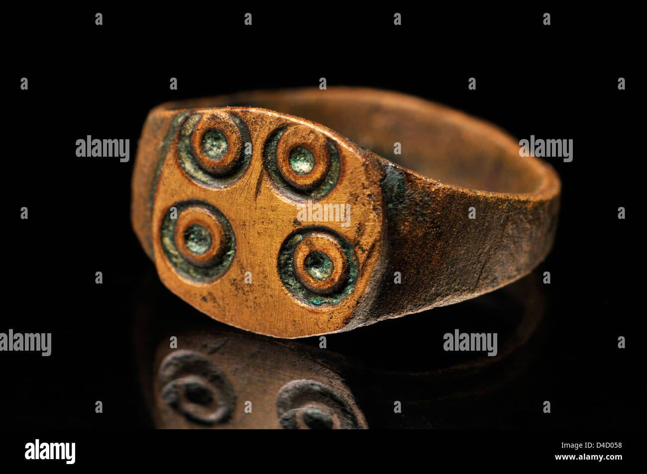 Bronze Roman Child's Ring c15mm across Stock Photo