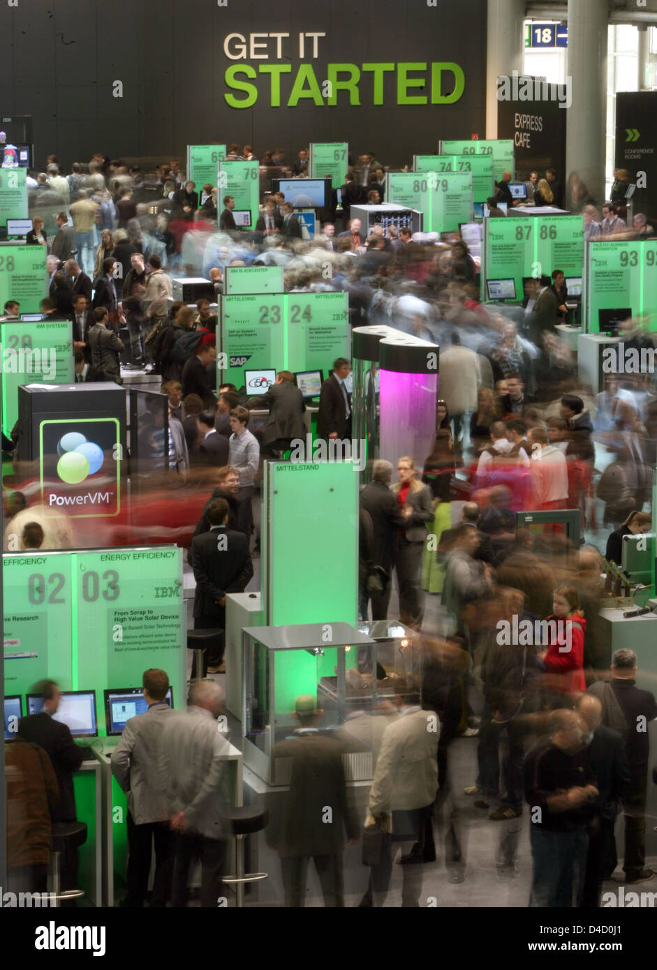 Visitors are pictured at the IT trade fair CeBit in Hanover, Germany, 08 March 2008. On 08 March, the International Women's Day, all female visitors enter for free. From 04 through 10 March, some 5,500 exhibitors from 75 countries showcase their latest products at the world's largest trade fair on digital IT and telecommunications solutions for home and work environments. Photo: Jo Stock Photo