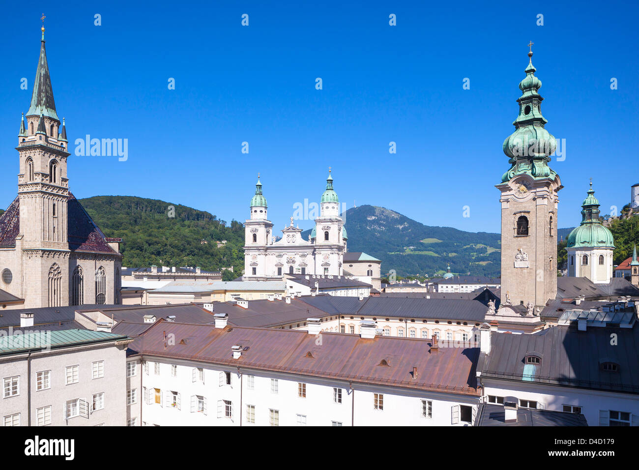 Old town of Salzburg with Church St Peter, Cathedral and Franciscan
