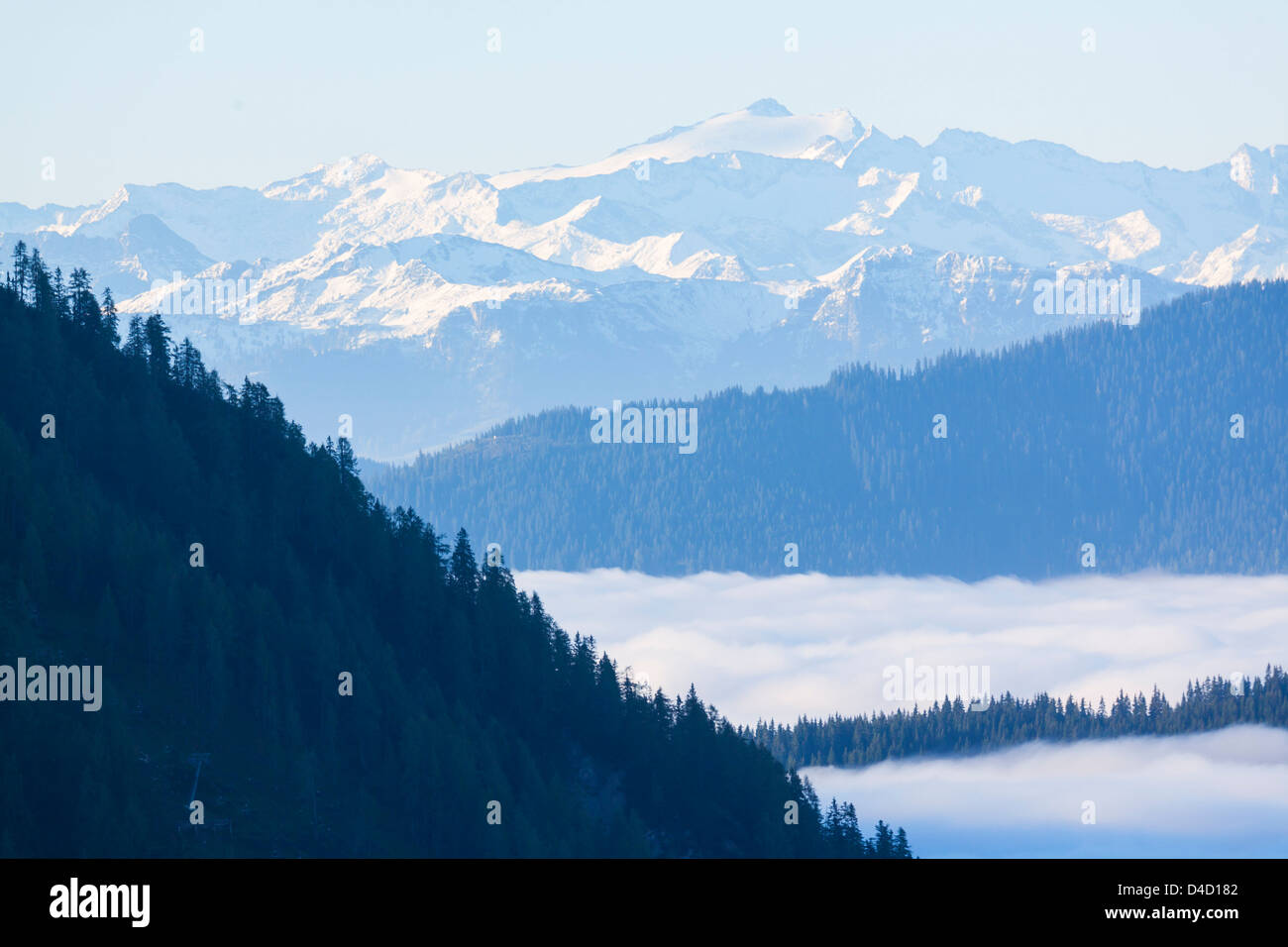 View from the Tennen Muntains to the Hohen Tauern, Salzburg State, Austria Stock Photo