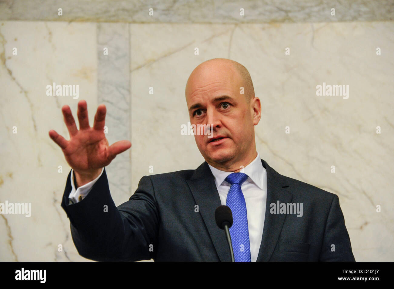 Stockholm, Sweden. 12th March 2013. State visit by President Dr Abdullah Gül of Turkey - In the picture Prime Minister Fredrik Reinfeldt of Sweden -  Credit:  Rolf Adlercreutz / Alamy Live News Stock Photo