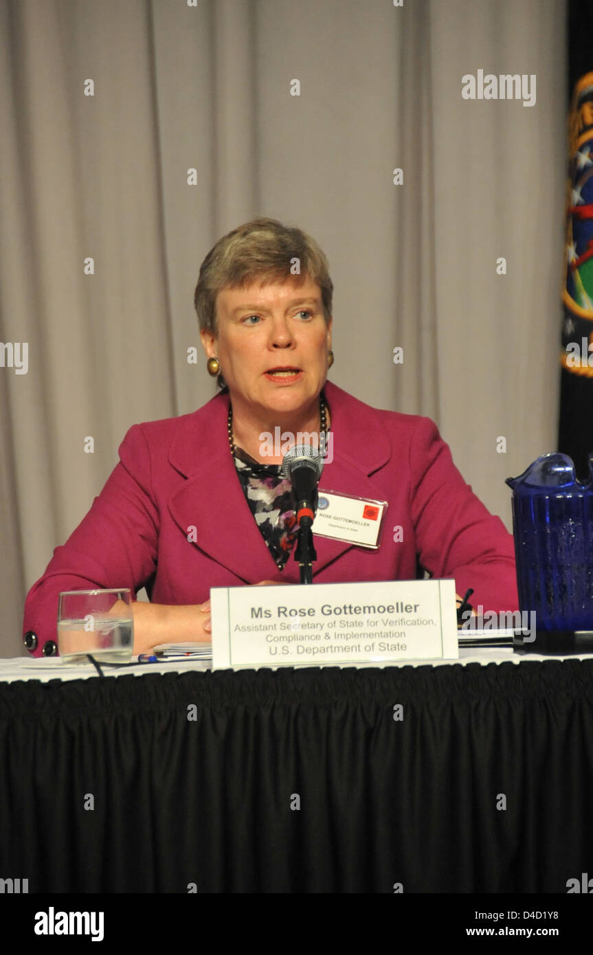 Assistant Secretary of State Rose Gottemoeller Delivers Remarks at U.S. Strategic Command Deterrence Symposium Stock Photo