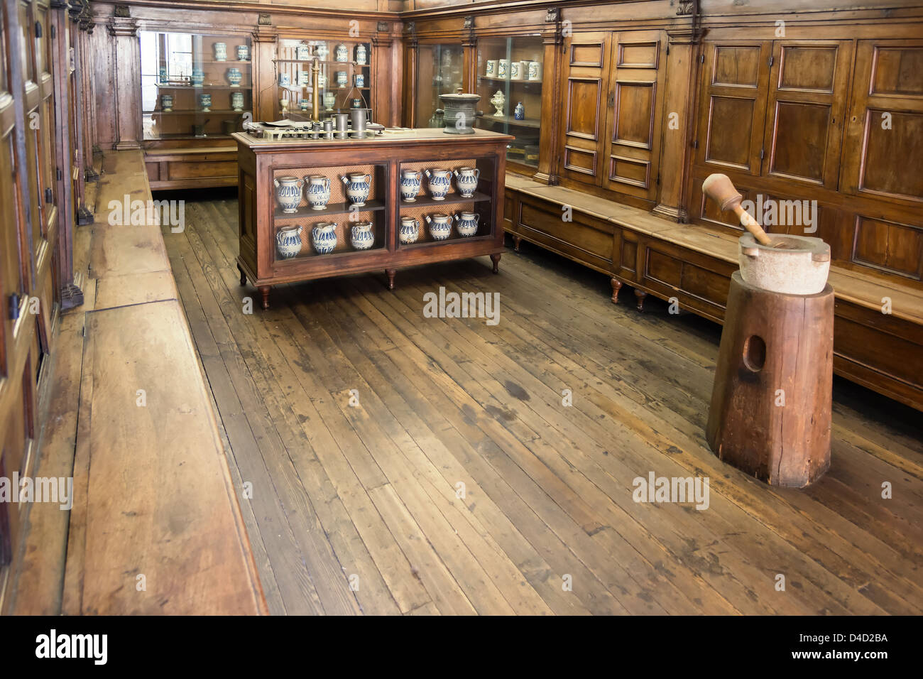 antique science research lab of old pharmacy Stock Photo